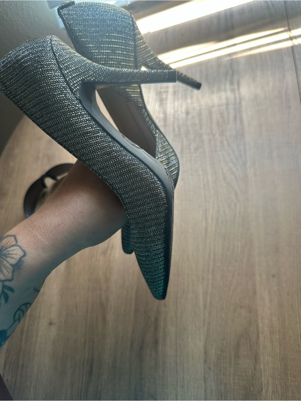 Michael Kors Silver Metallic Knit Pointed-Toe Stiletto Heels